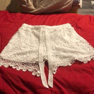White Zanzea Lace Shorts